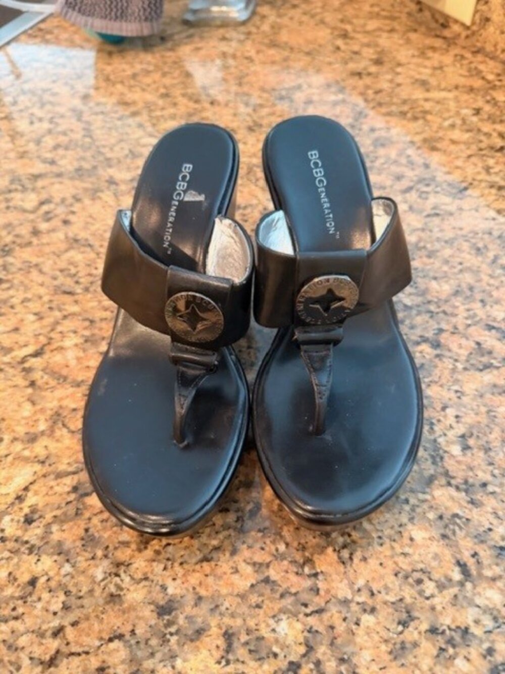 BCBG black thongs
